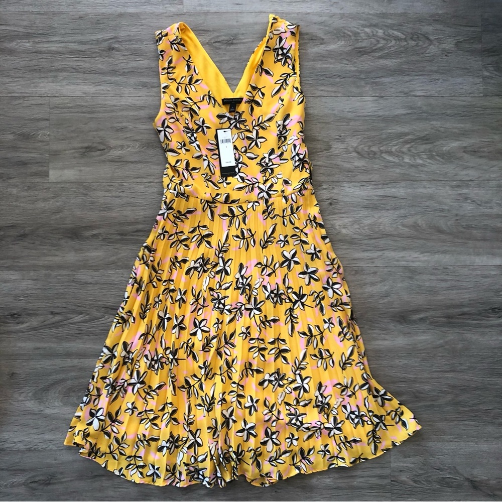 Banana Republic Yellow Floral Sleeveless Midi Dress